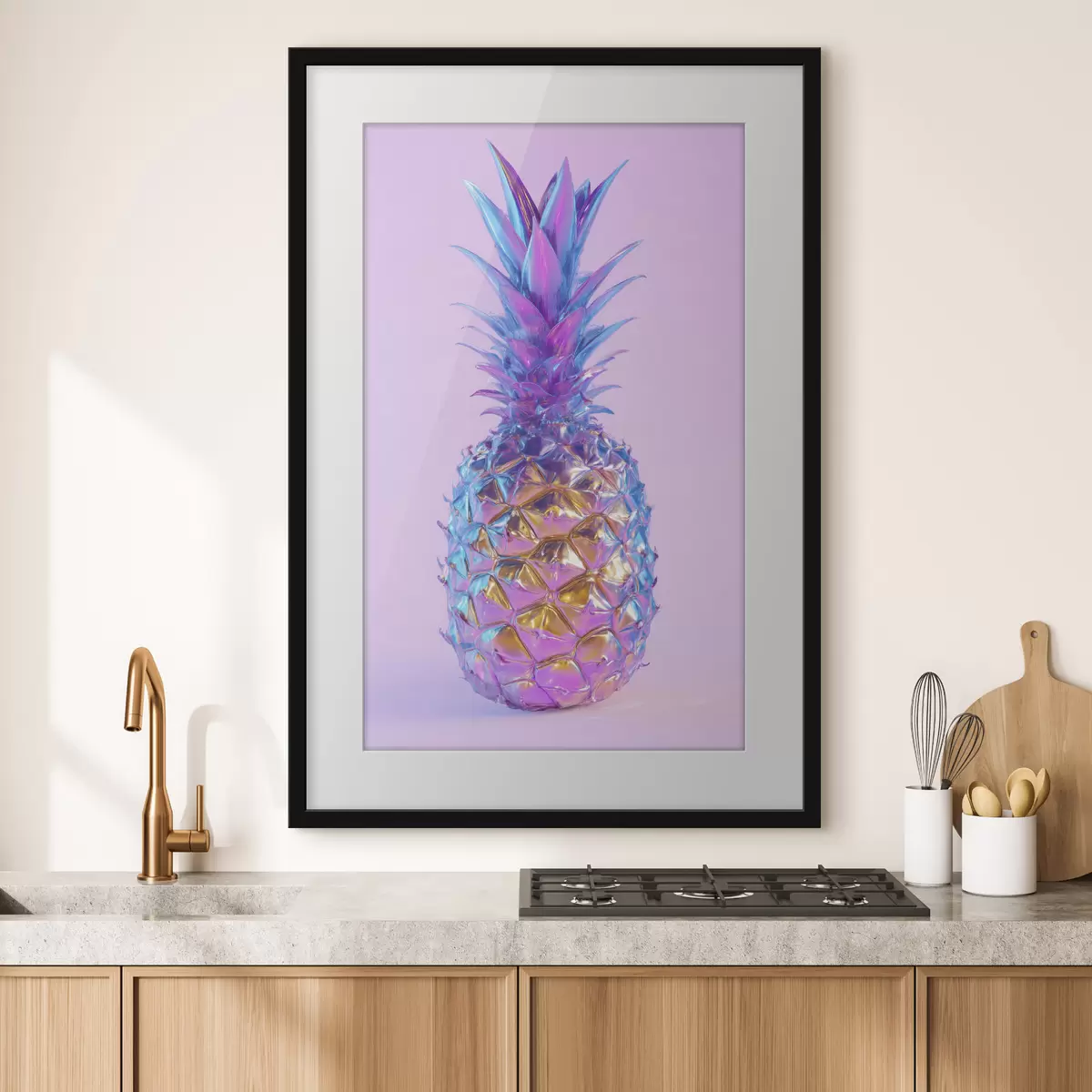 Poster leuchtend glänzende Ananas im Pop-Art-Stil f45727