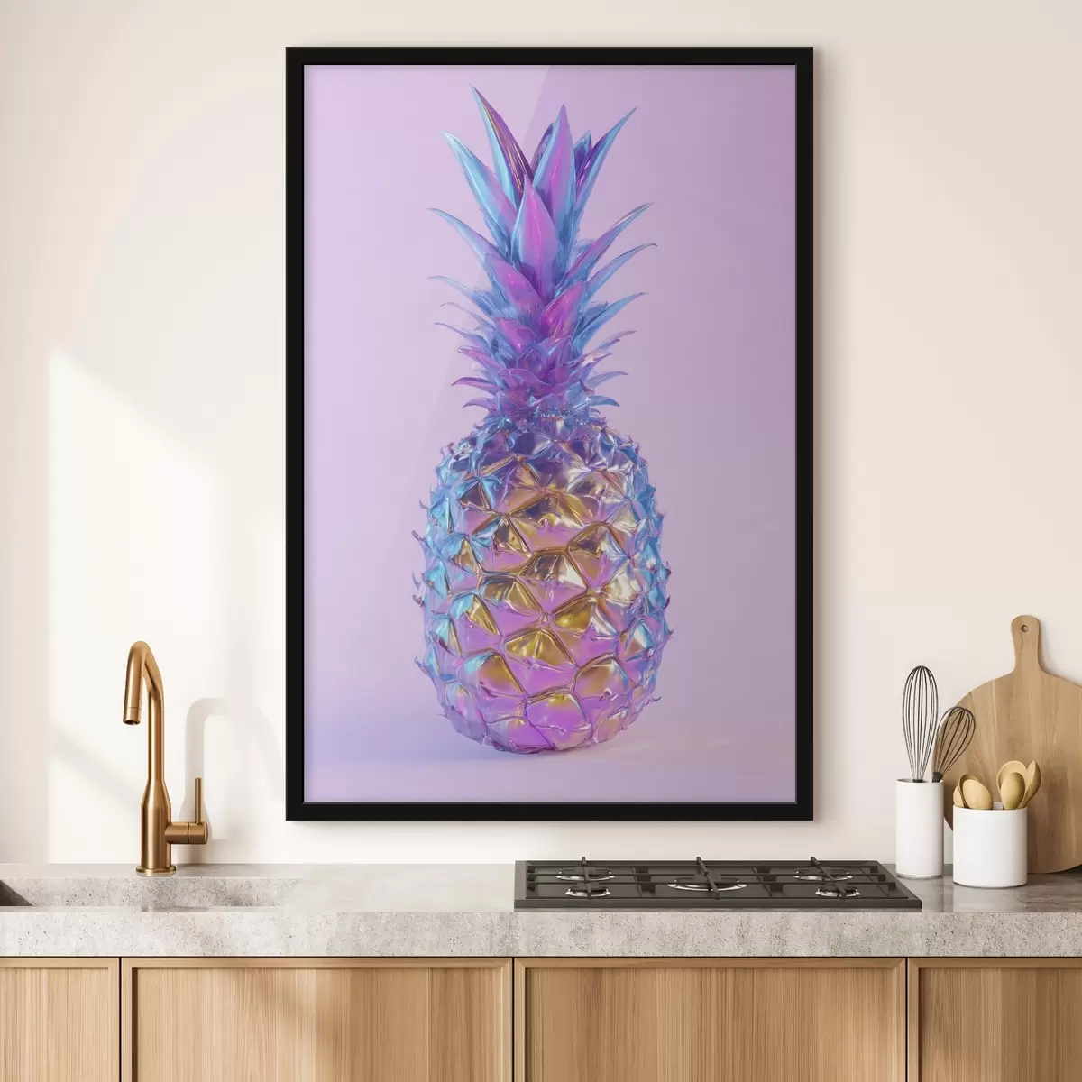Poster leuchtend glänzende Ananas im Pop-Art-Stil f45727