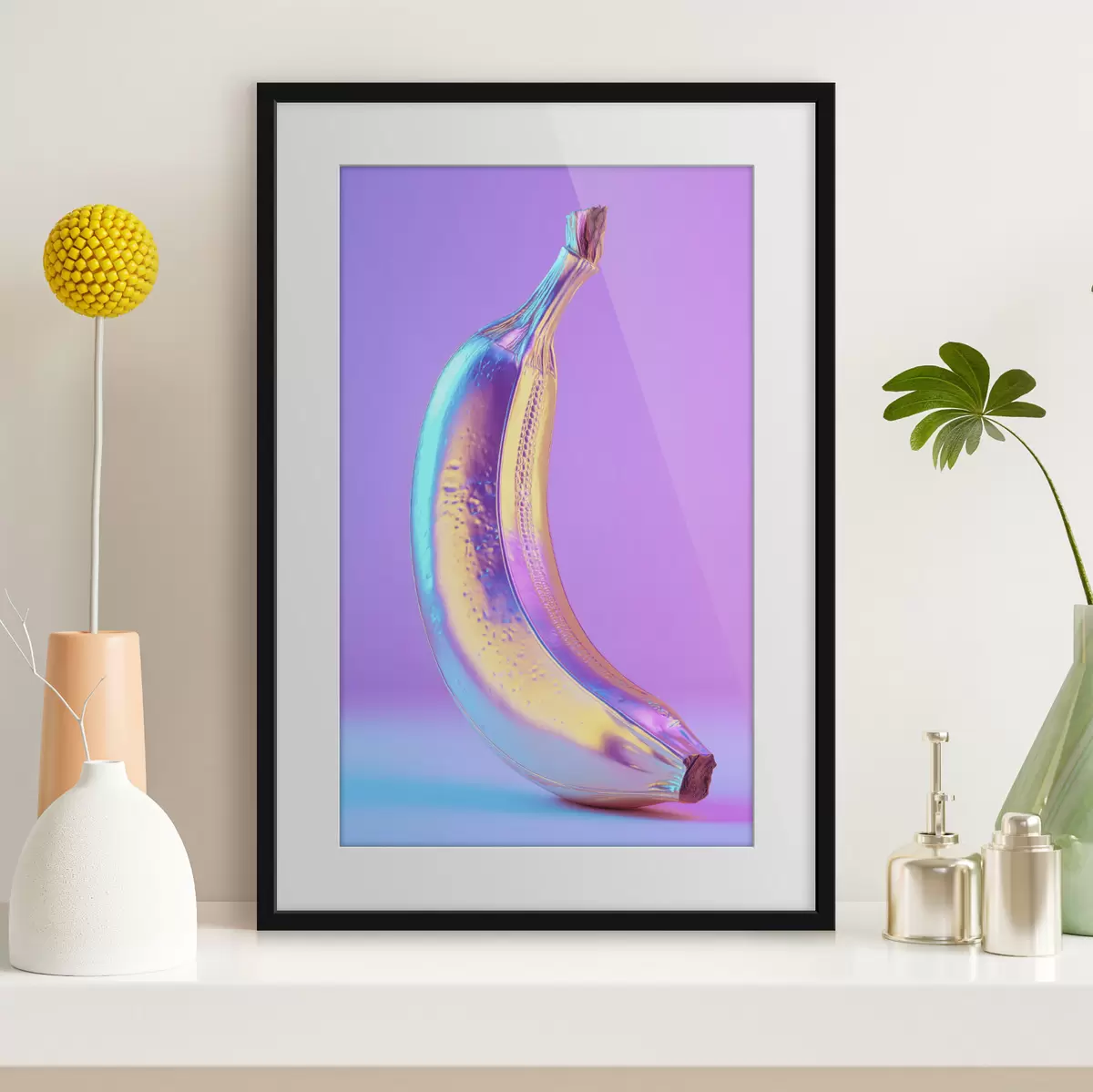 Poster leuchtend glänzende Banane im Pop-Art-Stil f45728