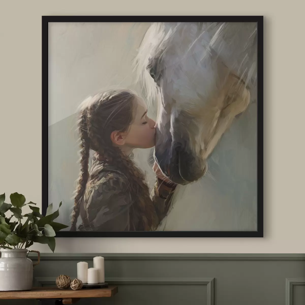 Poster mädchen küsst ein Pferd f45731