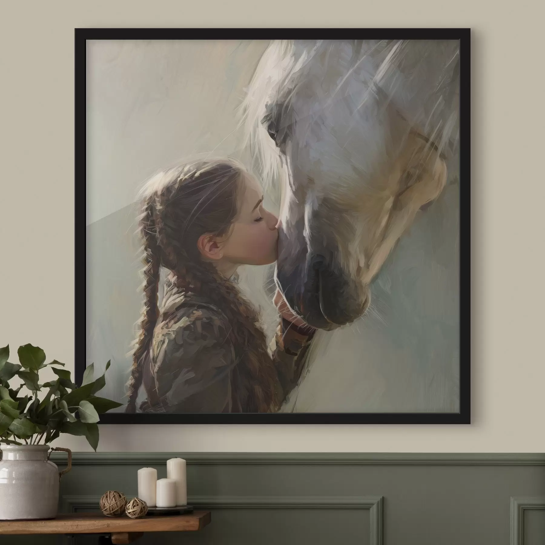 Fototapete mädchen küsst ein Pferd f45731