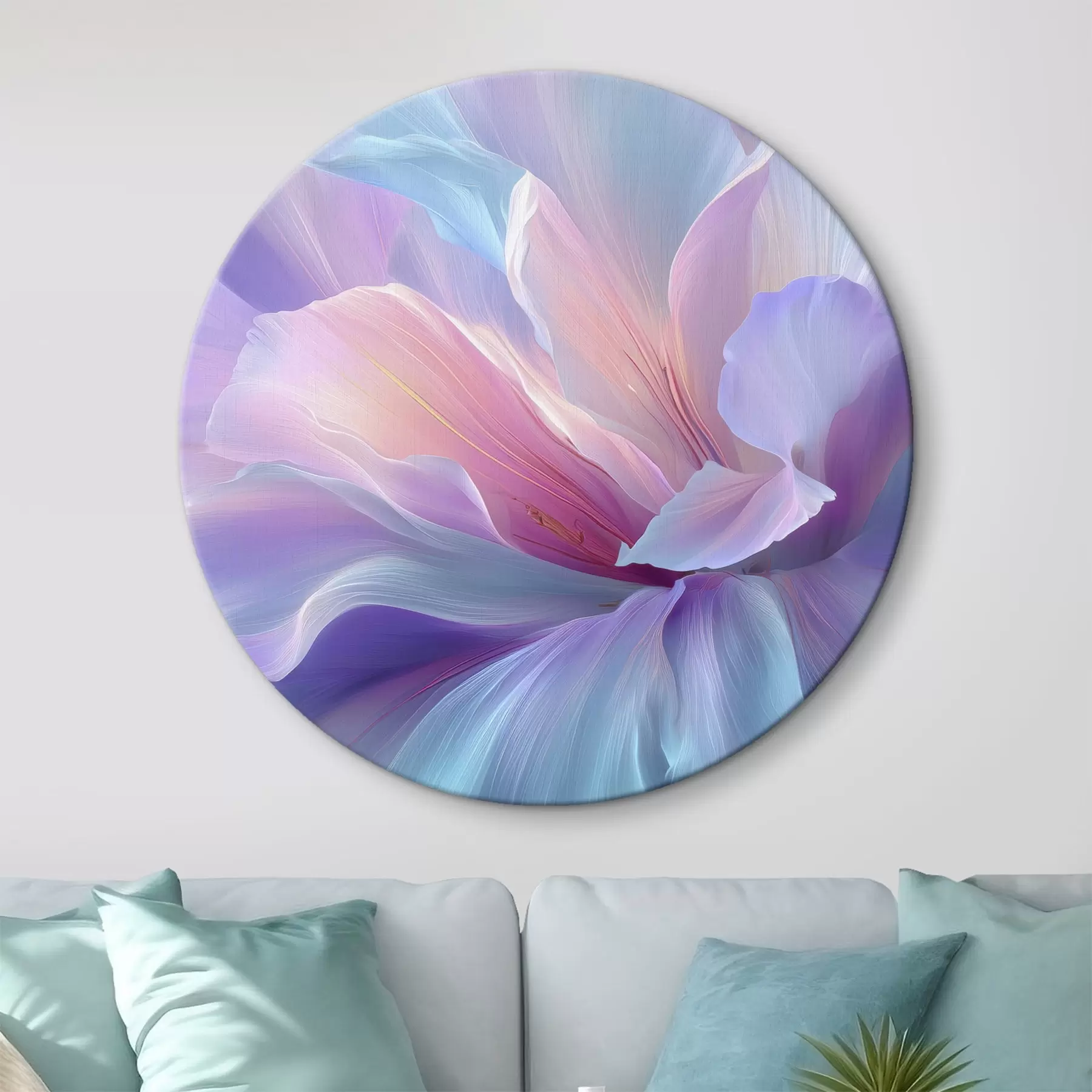 Fototapete eine zarte Fantasieblume mit Blütenblättern in Violett-, Blau- und Rosatönen. r45710