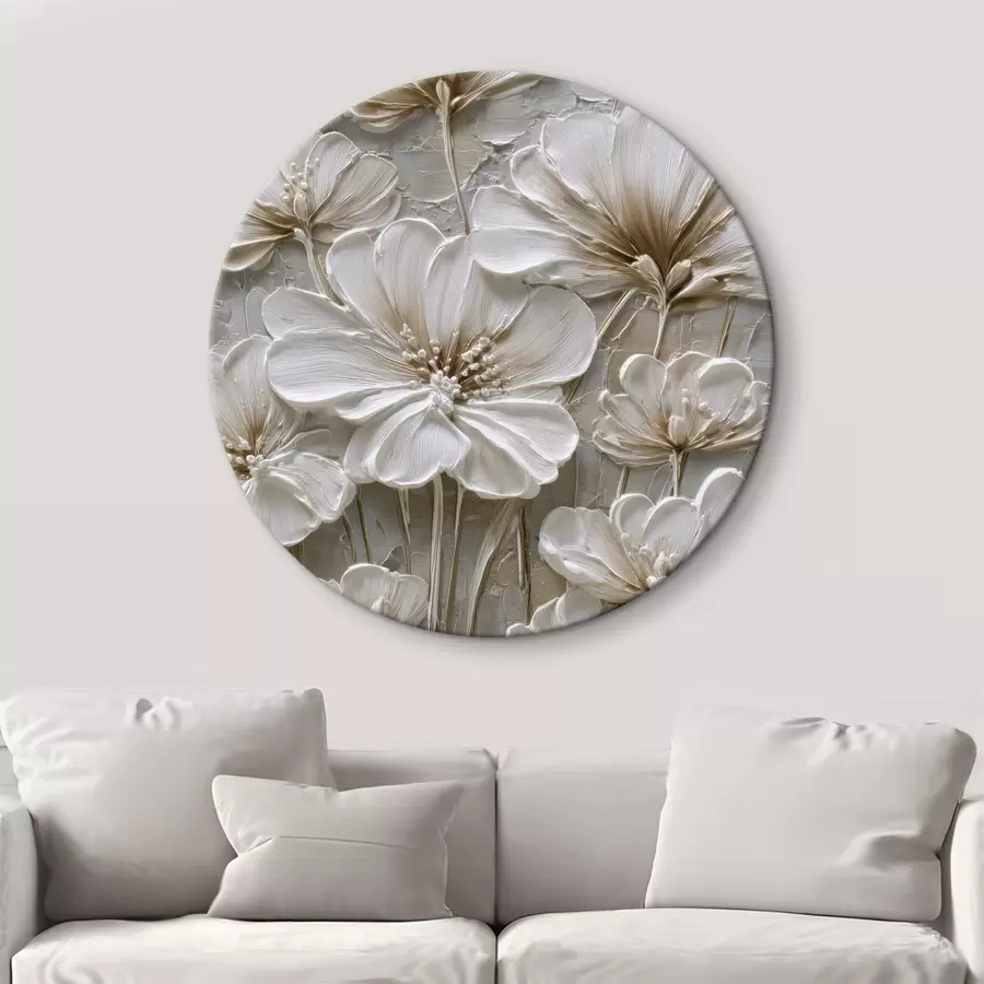 Fototapete cremefarbene Blumen im Imitations-Impasto-Stil r45712