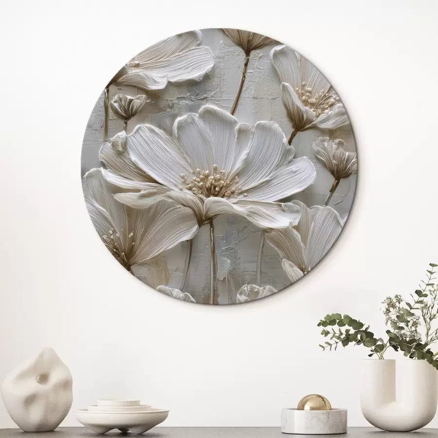 Fototapete cremefarbene Blumen im Imitations-Impasto-Stil r45713