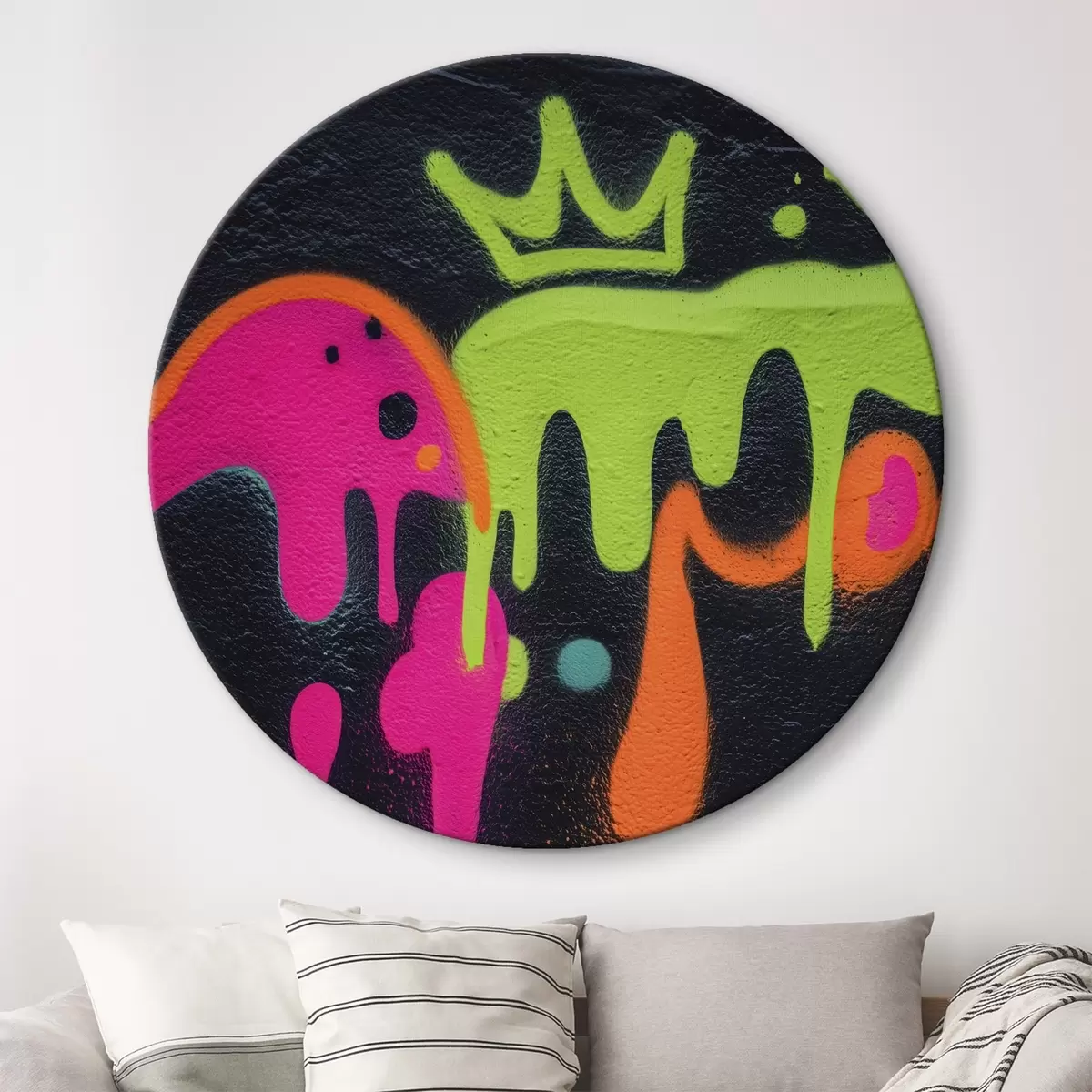 Runde Wandbilder leuchtende Straßenkunst auf dunklem Hintergrund r45716