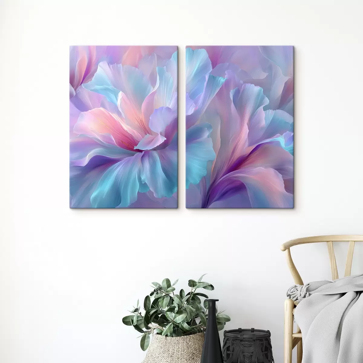 Fototapete eine zarte Fantasieblume mit Blütenblättern in Violett-, Blau- und Rosatönen. m00700