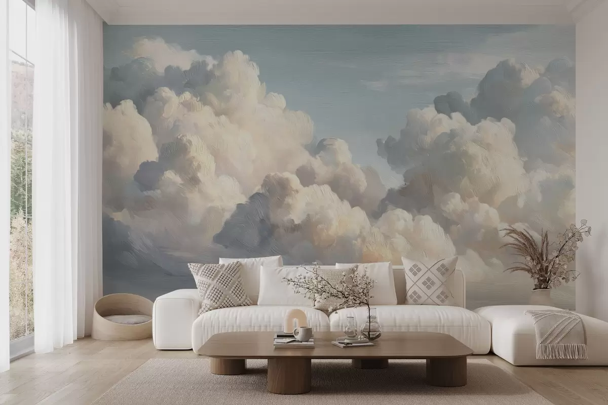 Fototapete Wolken am sanften blauen Himmel mit leichter Textur w04550v2