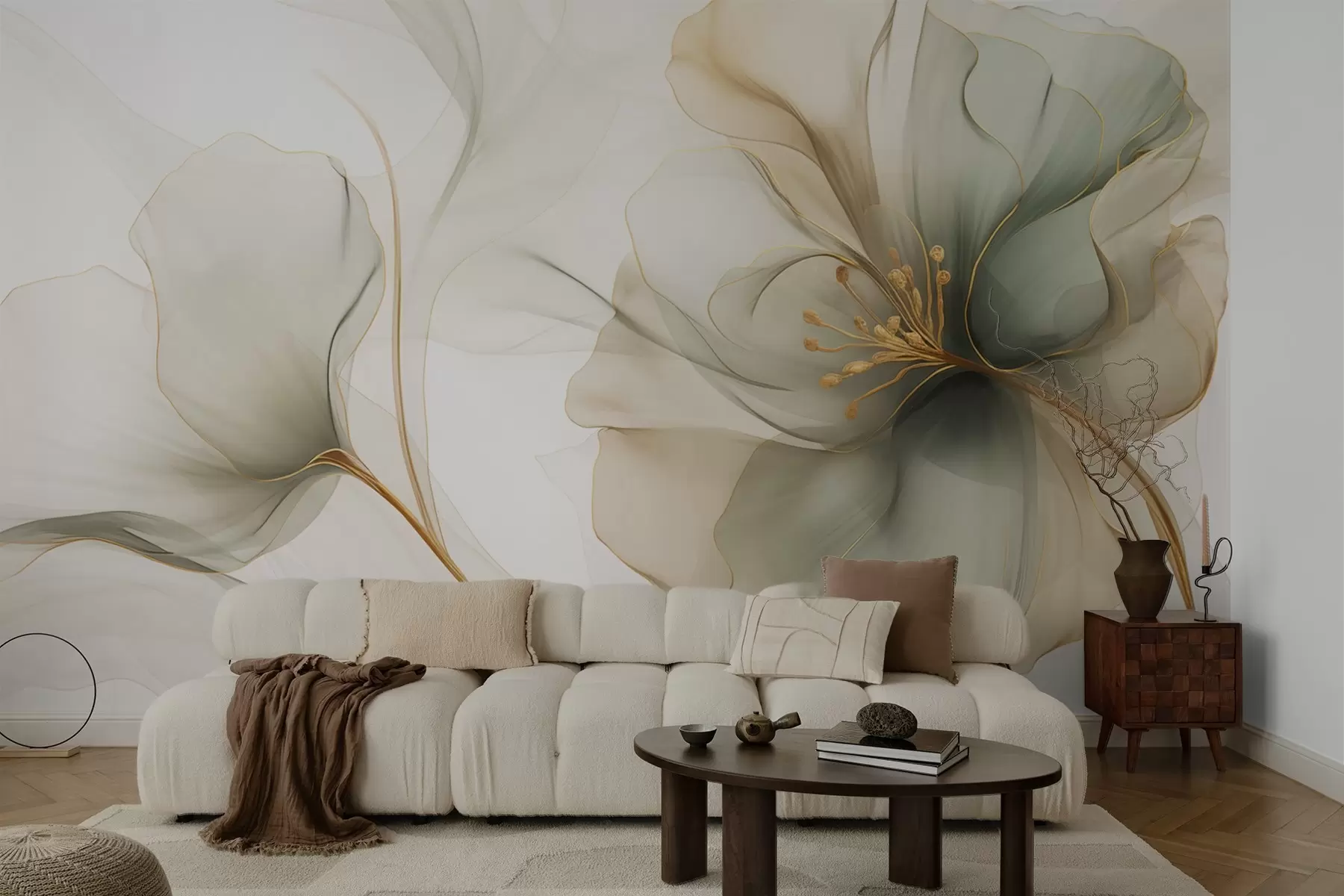 Fototapete Zarte Blume mit durchscheinenden Blütenblättern w04553