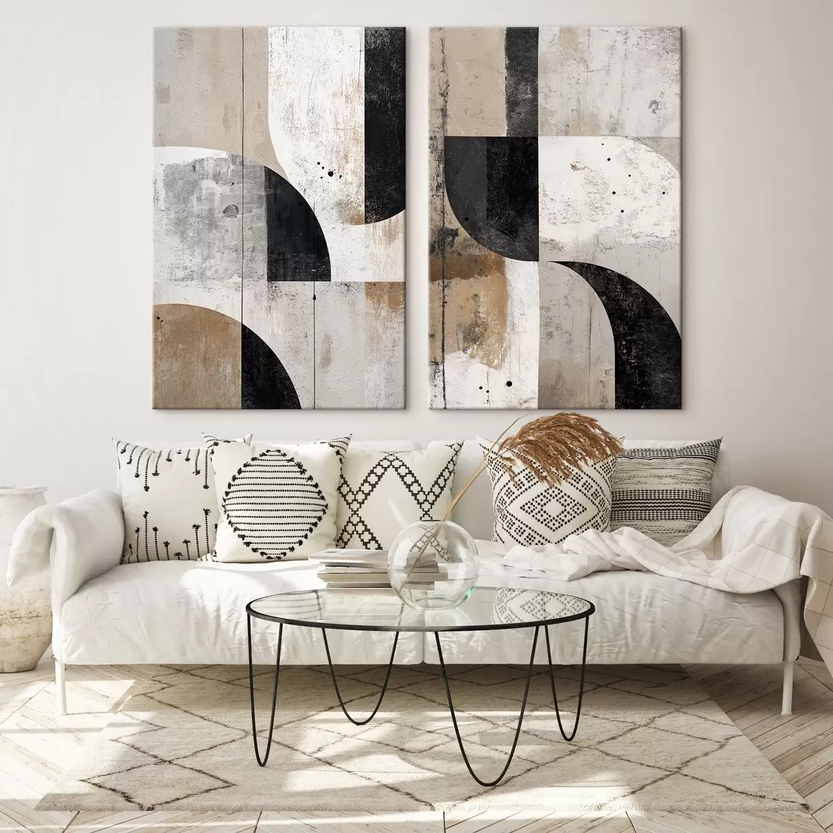 Fototapete Geometrische Formen in Beige- und Schwarztönen m00750