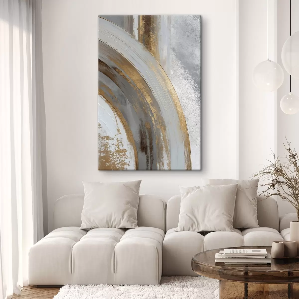 Fototapete Abstrakte graue und gelbe Halbkreise s45809