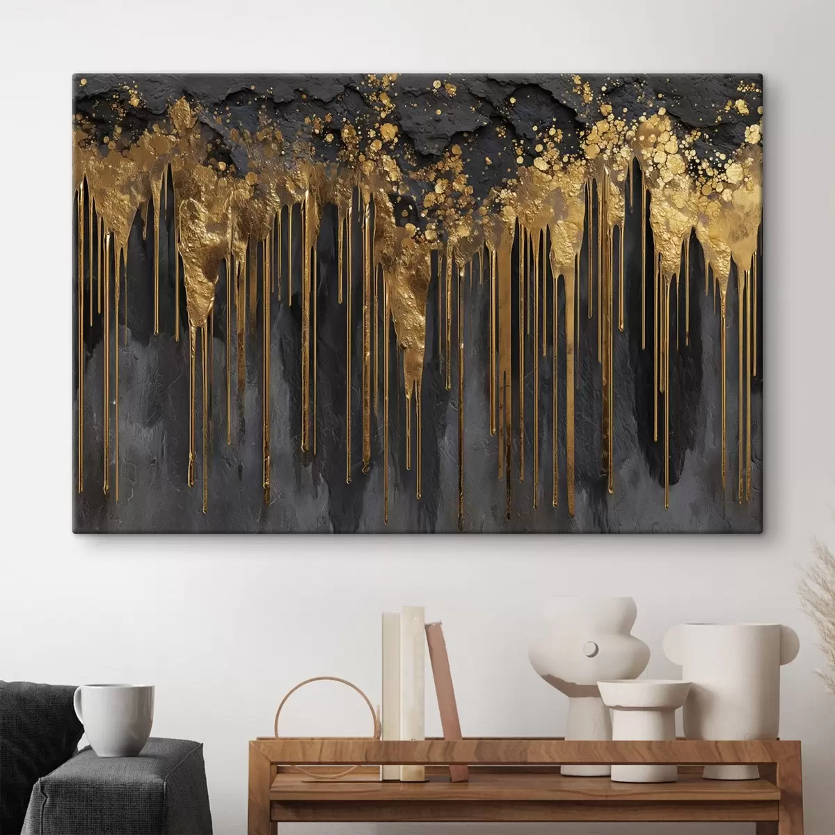 Fototapete Abstrakte goldene Ströme auf dunklem Hintergrund s45823