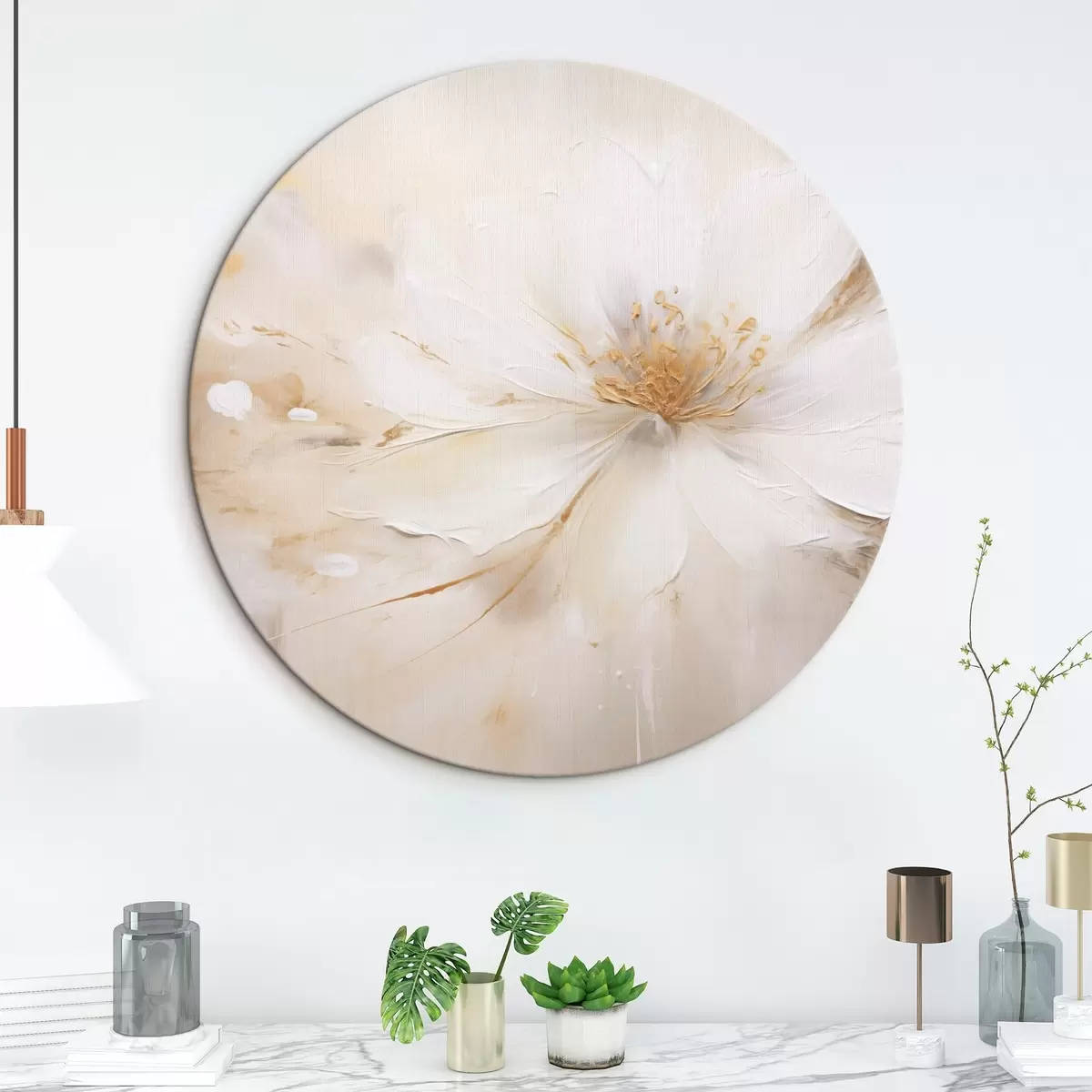 Runde Wandbilder Eine helle Blume mit einem gelb-orangefarbenen Zentrum r45802