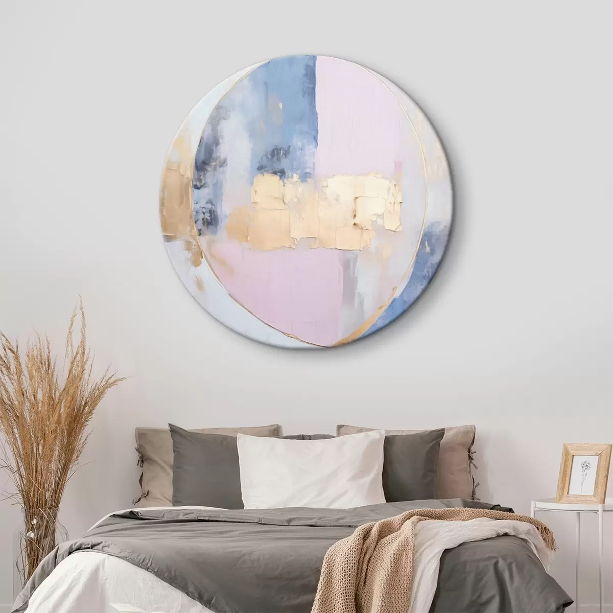 Runde Wandbilder Abstraktion in blau-rosa Kreisen r45821
