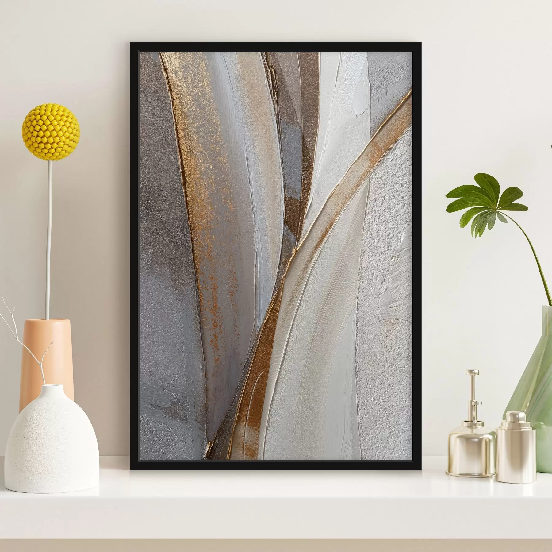 Fototapete Strukturierte abstrakte Linien mit gelben und orangefarbenen Glitzerpartikeln f45810