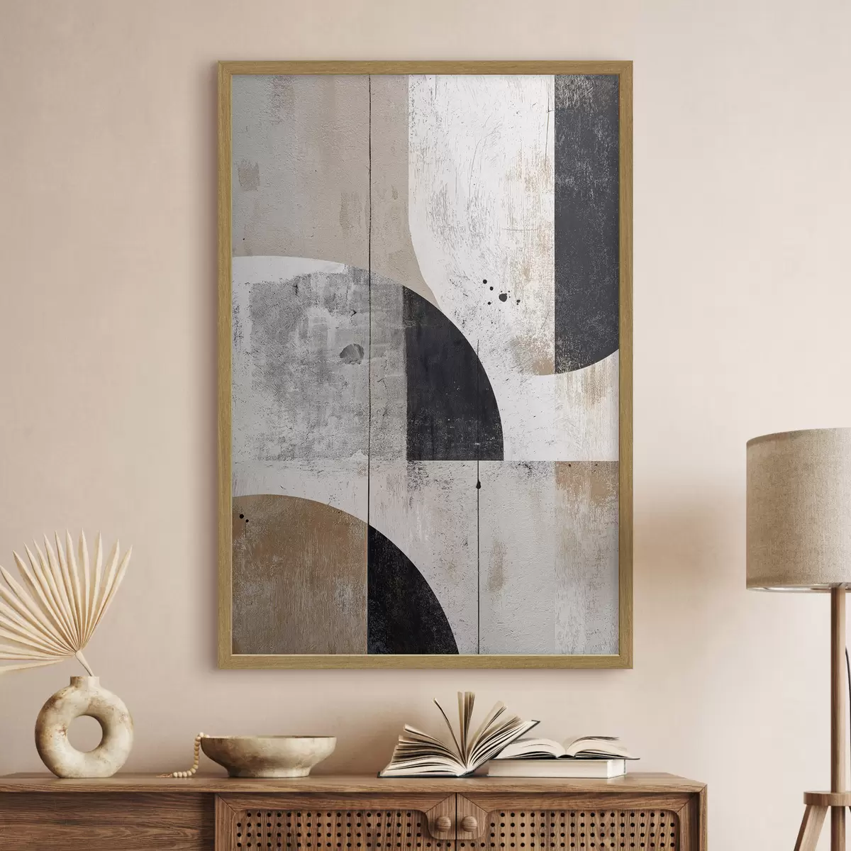 Poster Geometrische Formen in Grau- und Beigetönen f45812