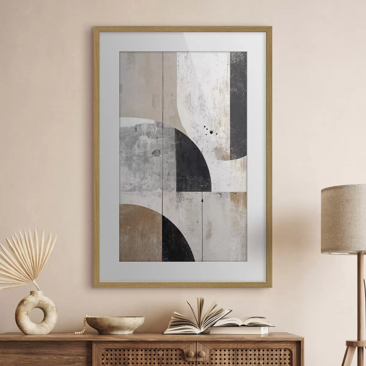 Poster Geometrische Formen in Grau- und Beigetönen f45812