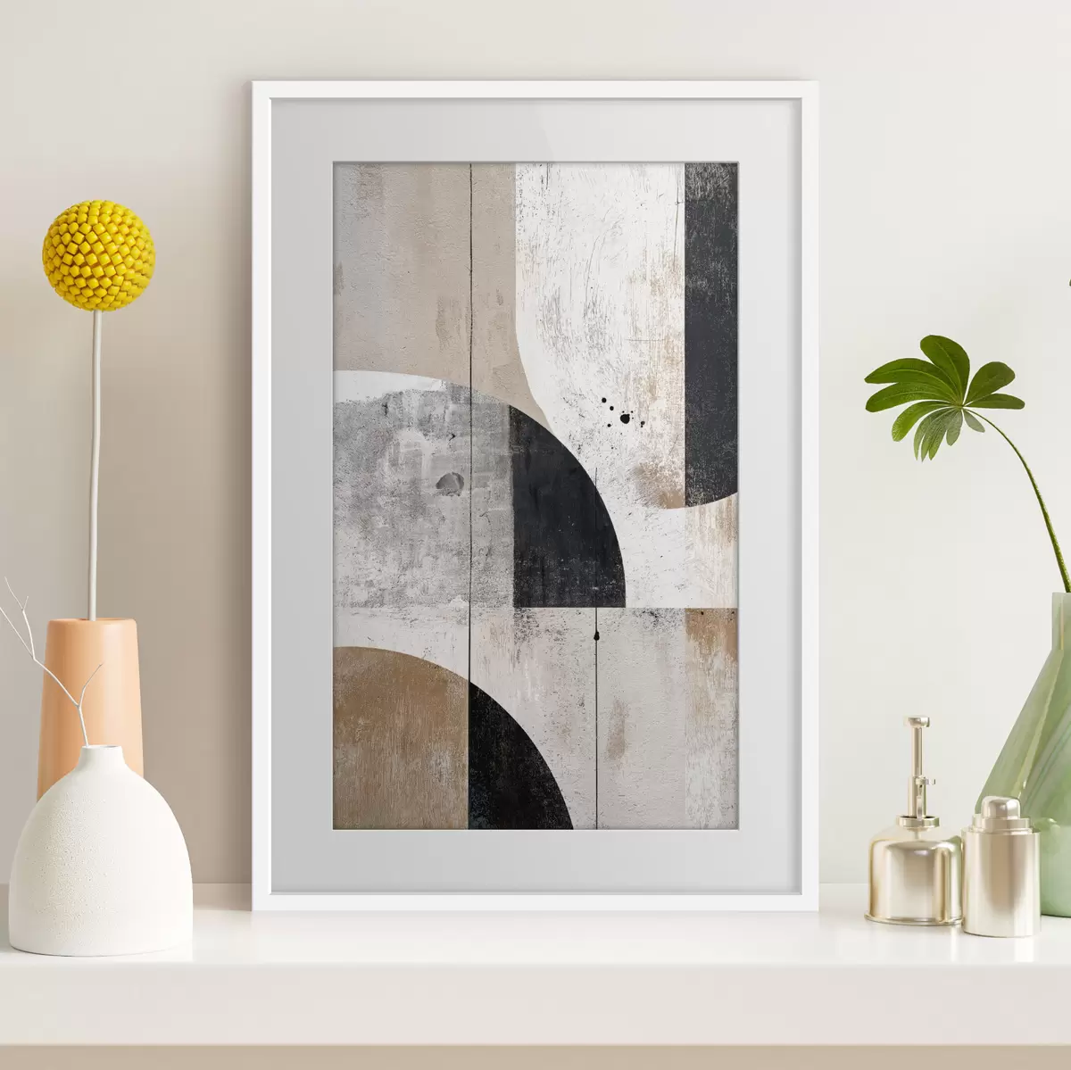 Poster Geometrische Formen in Grau- und Beigetönen f45812