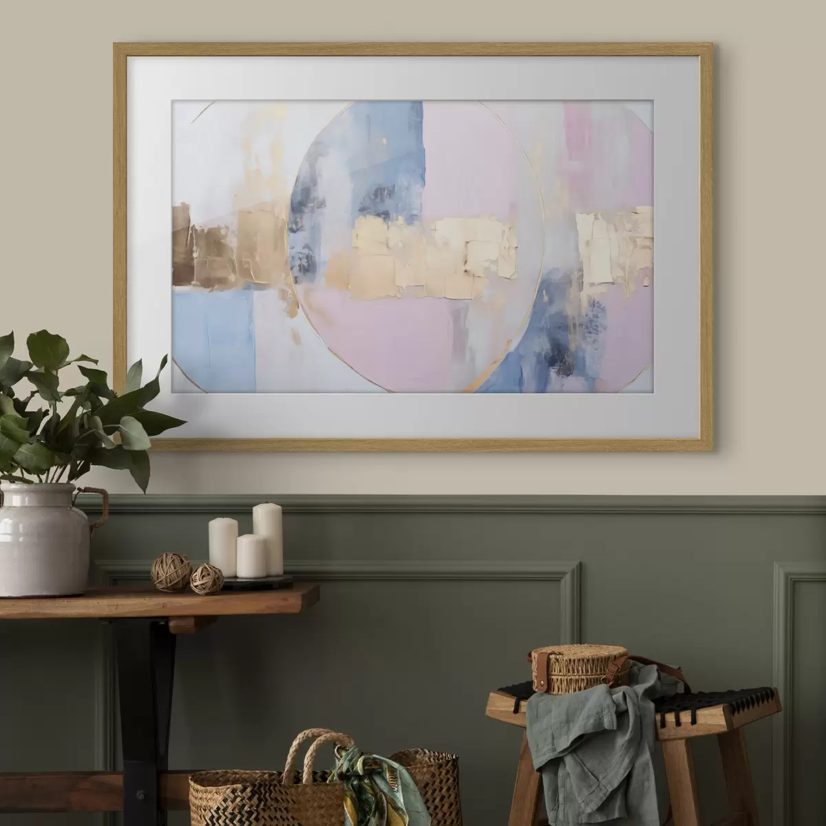 Poster Abstraktion in blau-rosa Kreisen f45821