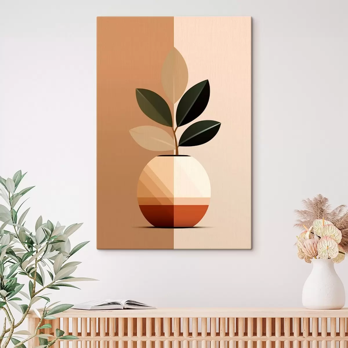 Fototapete Geometrische Vase mit Blättern s45833