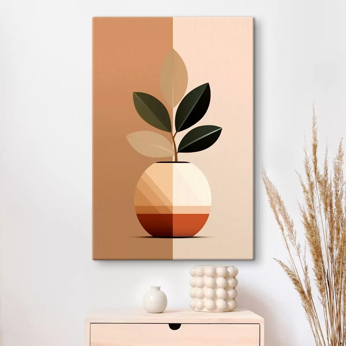Fototapete Geometrische Vase mit Blättern s45833