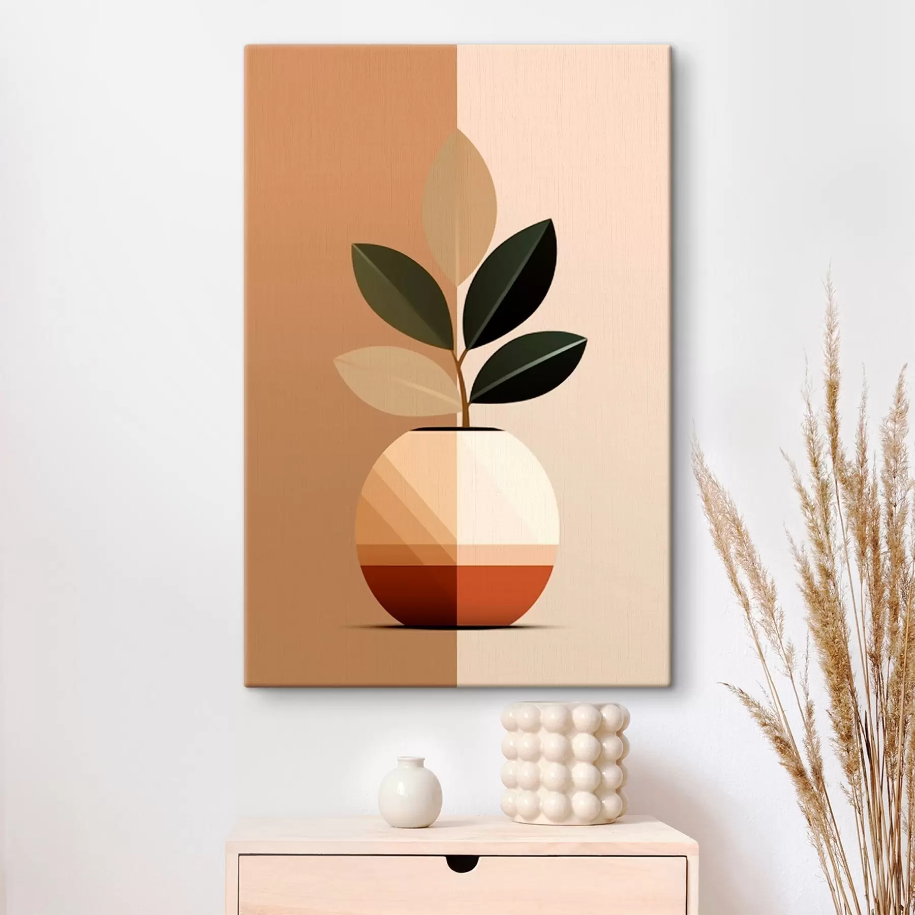 Fototapete Geometrische Vase mit Blättern s45833