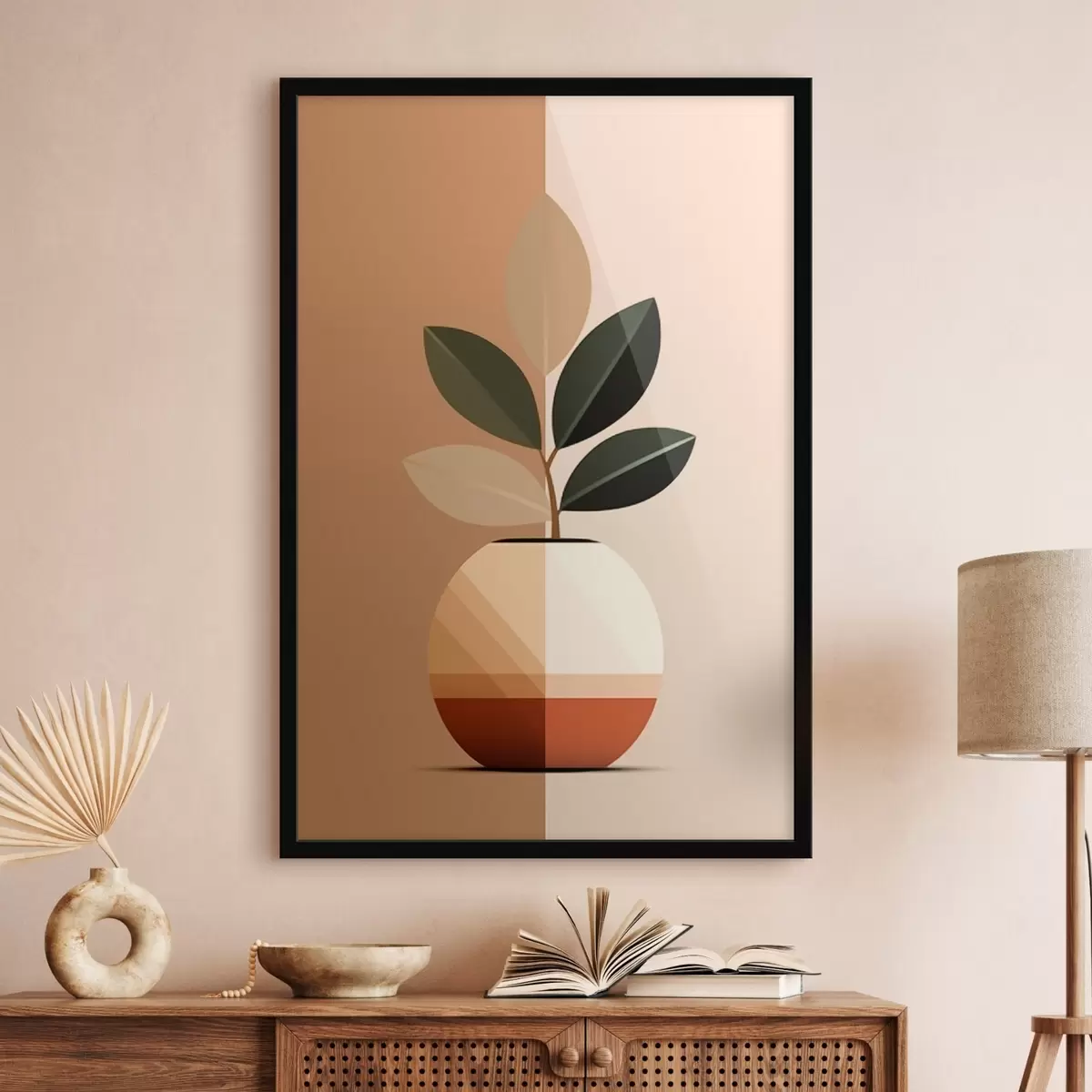Poster Geometrische Vase mit Blättern f45833
