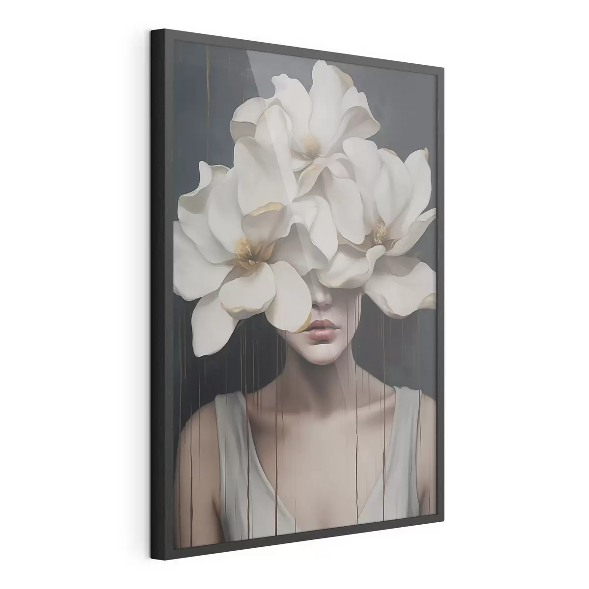 Poster Frau mit weißen Blumen auf dem Kopf f45843