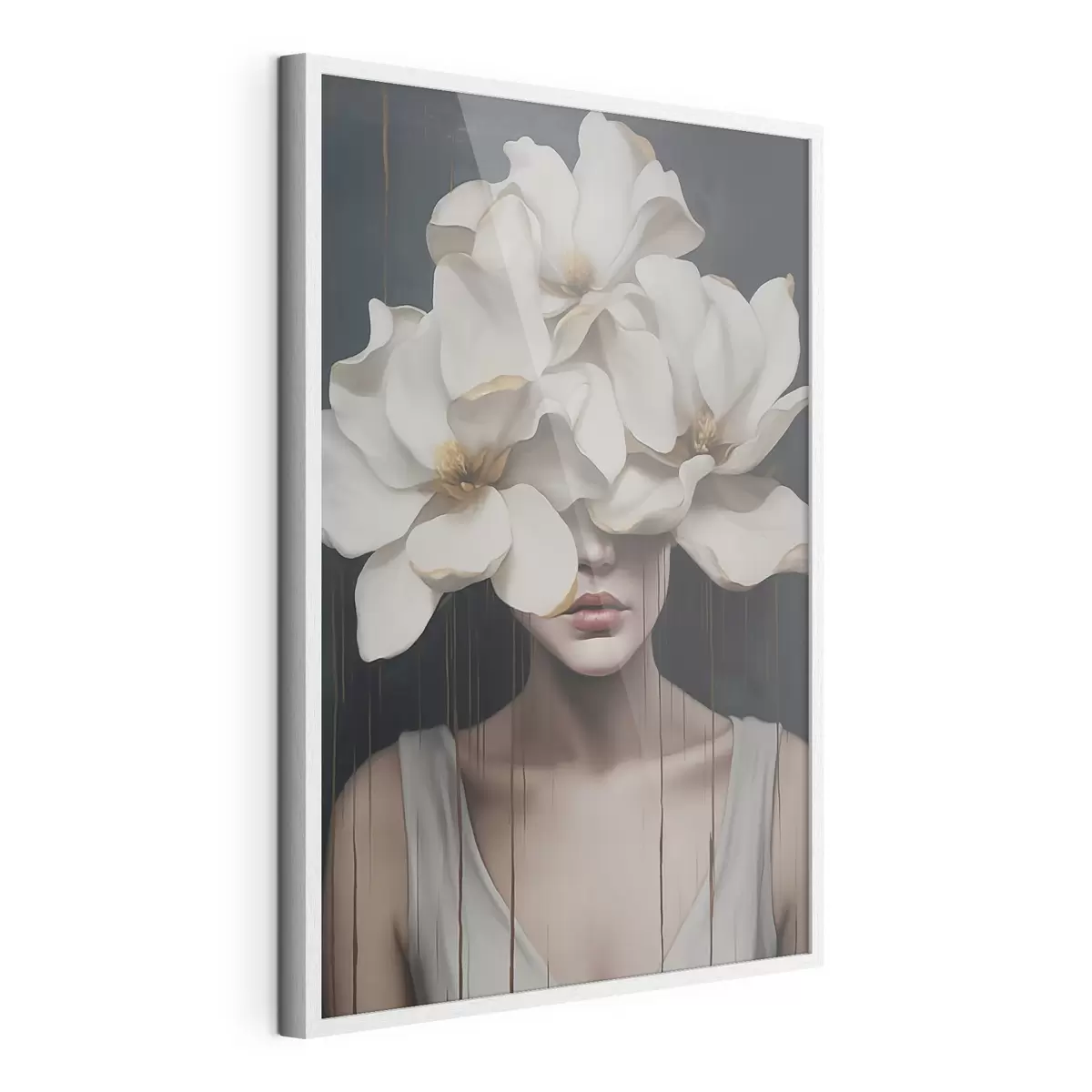Poster Frau mit weißen Blumen auf dem Kopf f45843