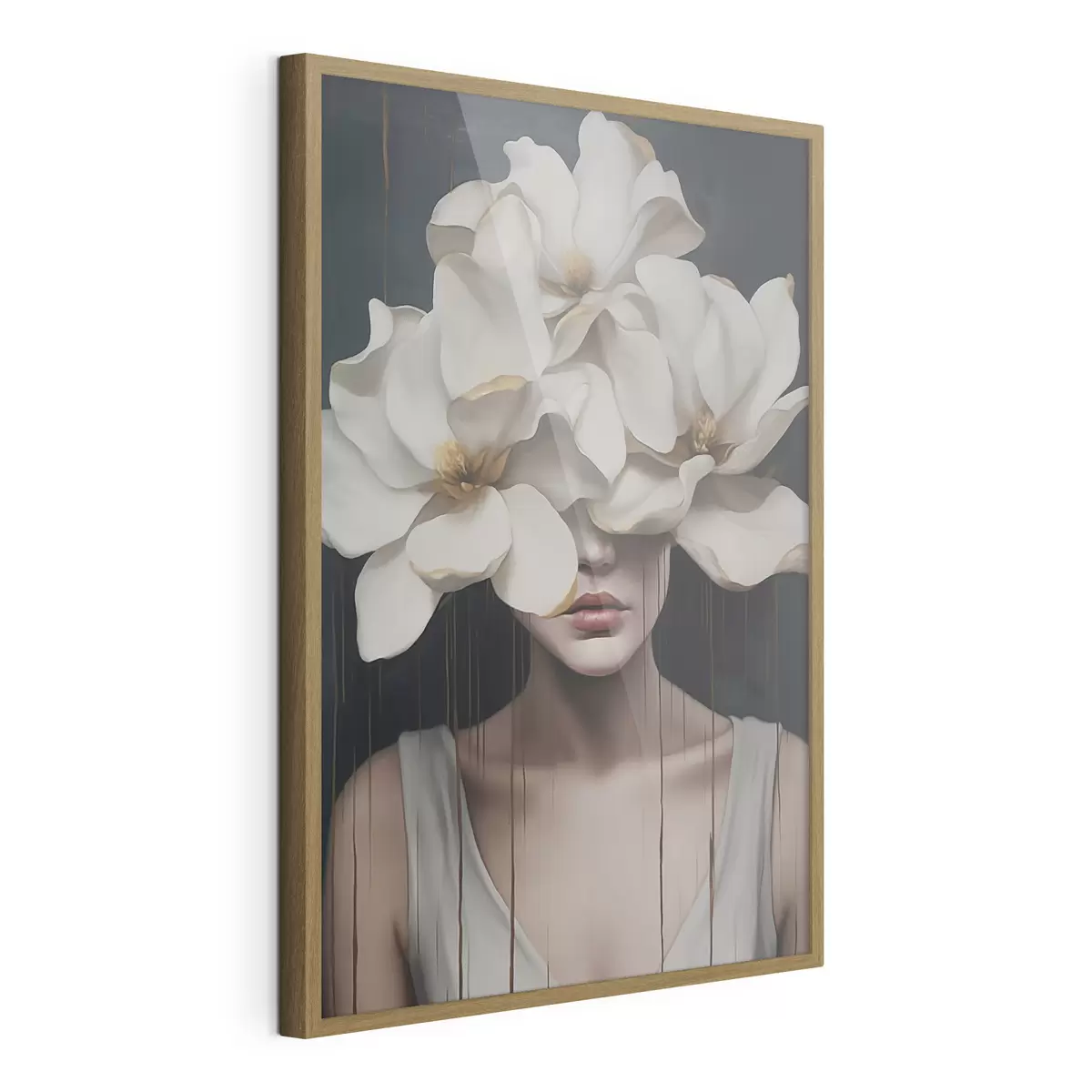Poster Frau mit weißen Blumen auf dem Kopf f45843