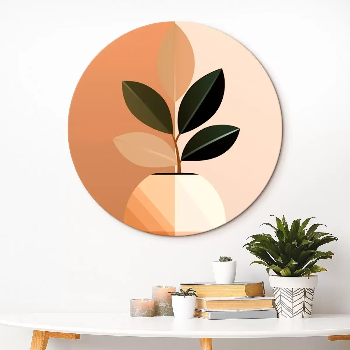 Runde Wandbilder Geometrische Vase mit Blättern r45833
