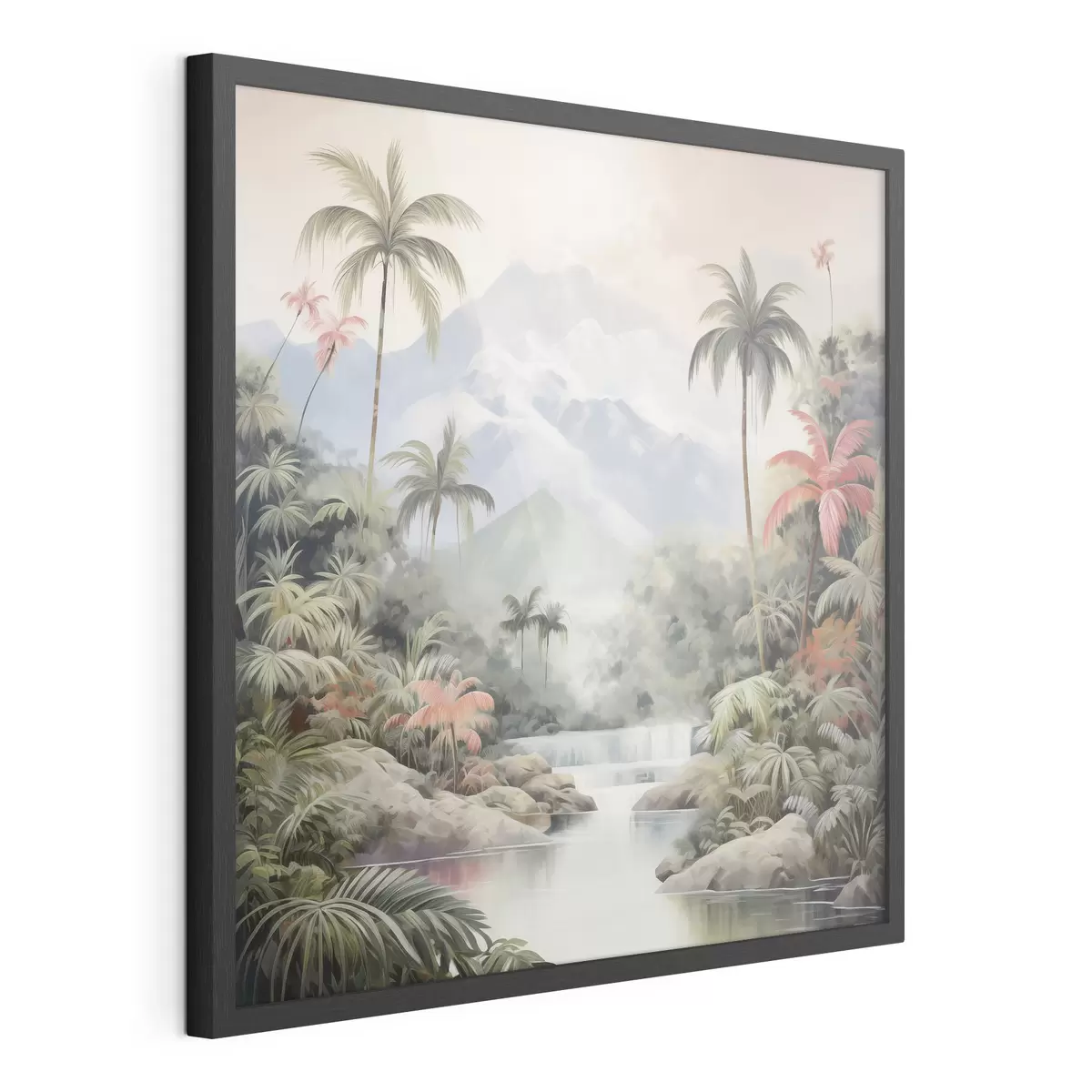 Poster Fluss im tropischen Wald vor Bergen f45913