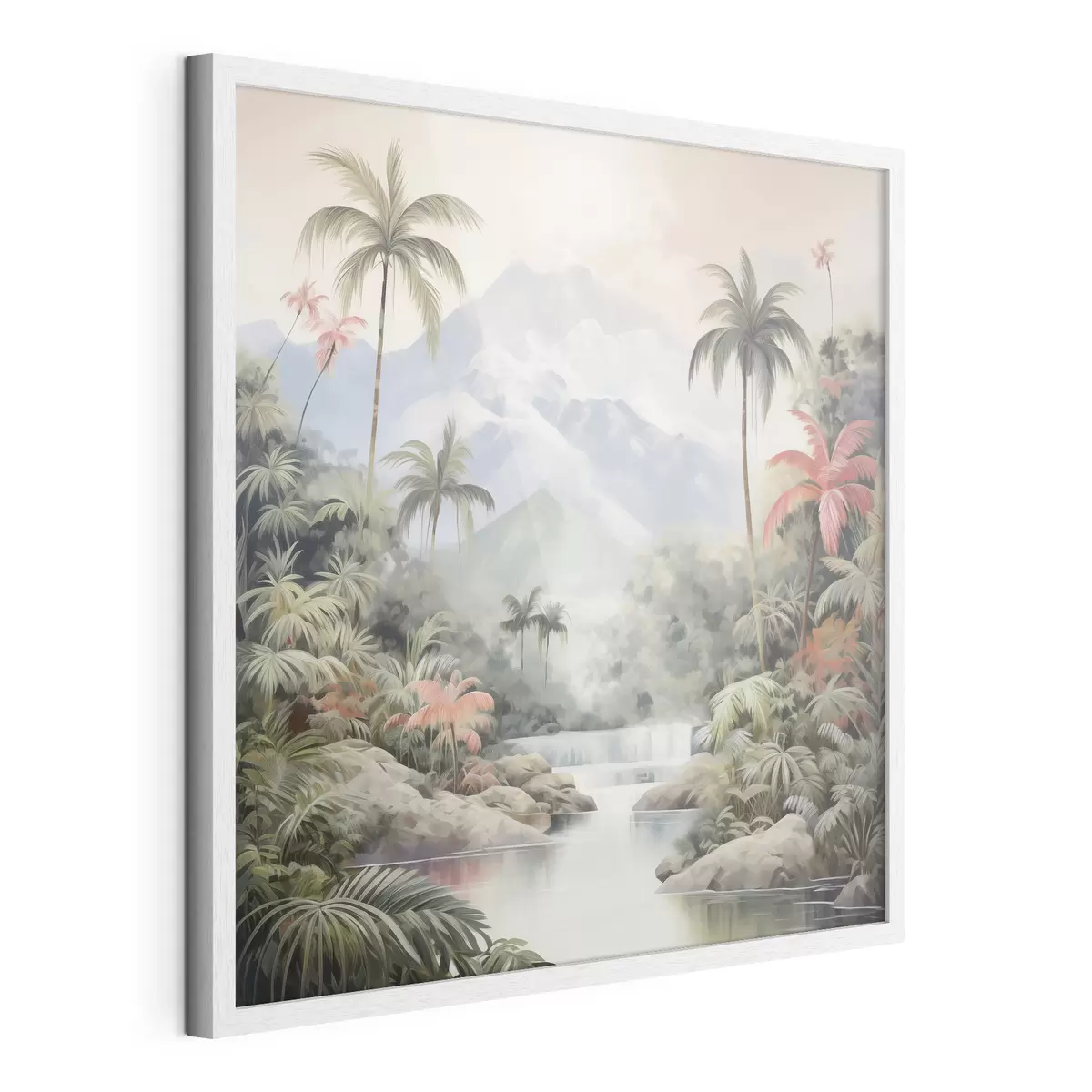Poster Fluss im tropischen Wald vor Bergen f45913