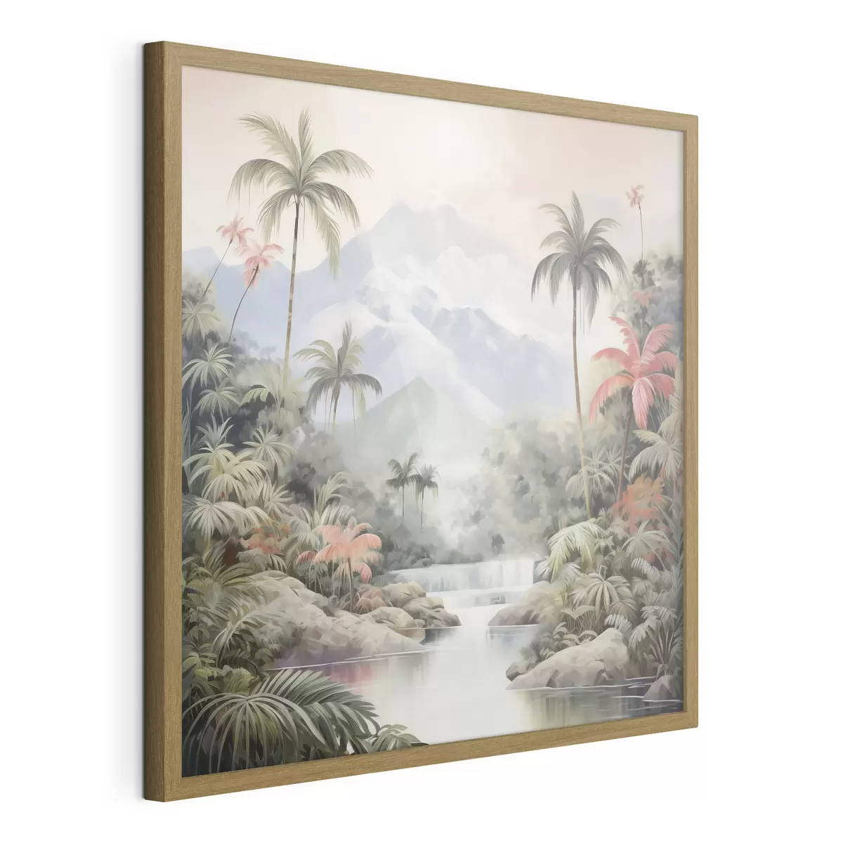 Poster Fluss im tropischen Wald vor Bergen f45913