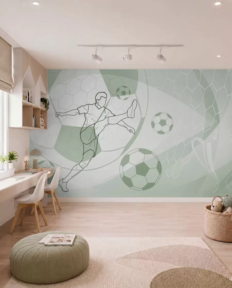 Fototapete Grüne Fußballzeichnung w04601v2
