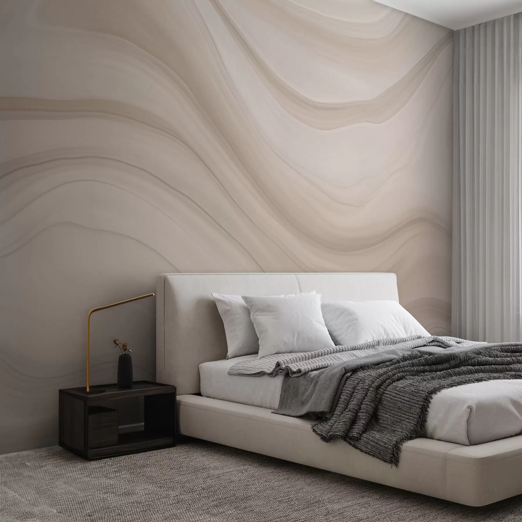 Fototapete Hellbeige Abstraktion mit sanften Wellen w04257