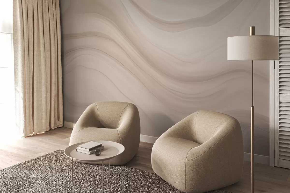 Fototapete Hellbeige Abstraktion mit sanften Wellen w04257