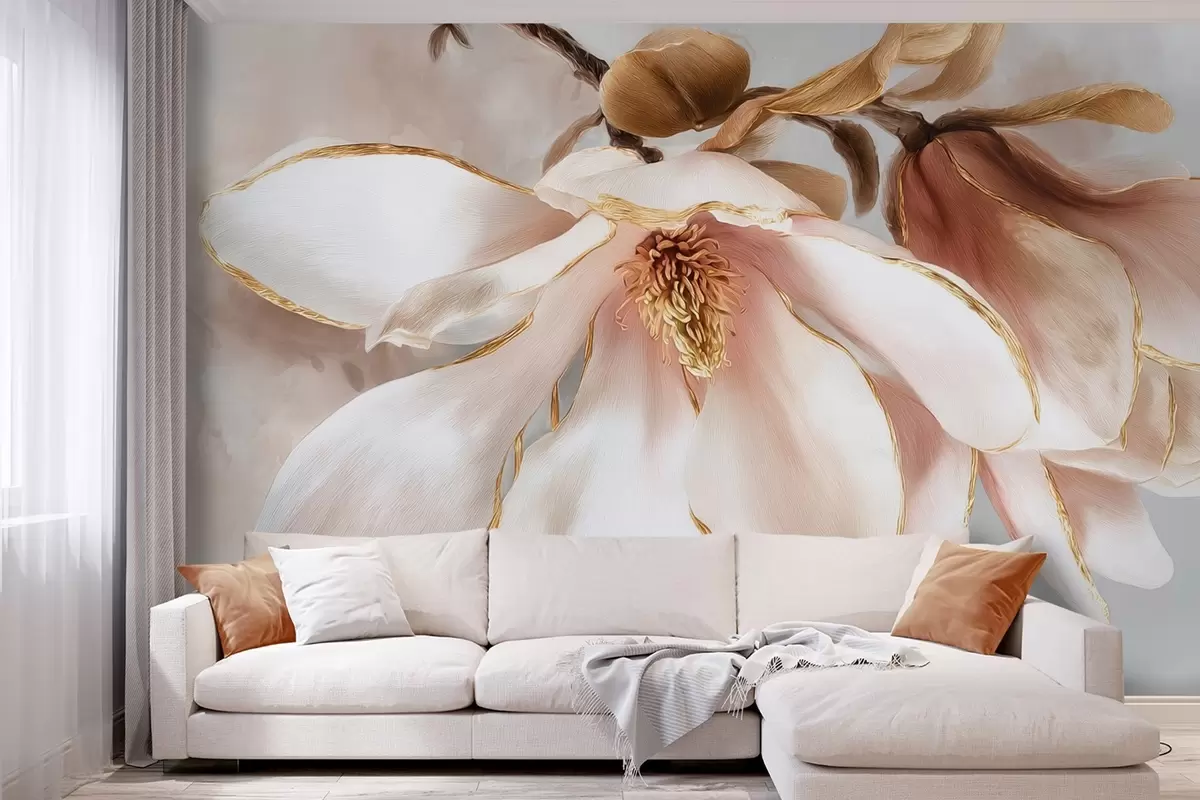 Fototapete Blühende Magnolie in Pastelltönen w09387