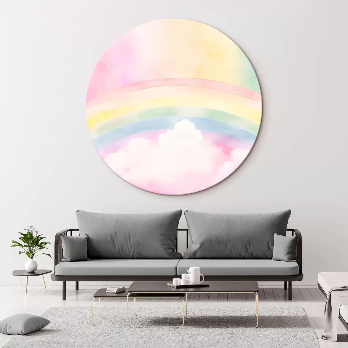 Runde Wandbilder Regenbogenwolken r45954