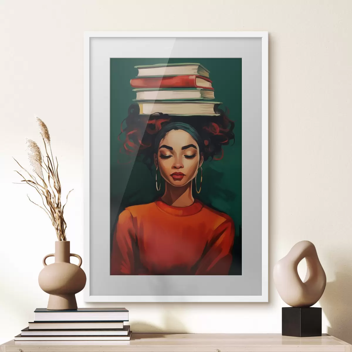 Poster Frau mit Büchern auf dem Kopf f45952