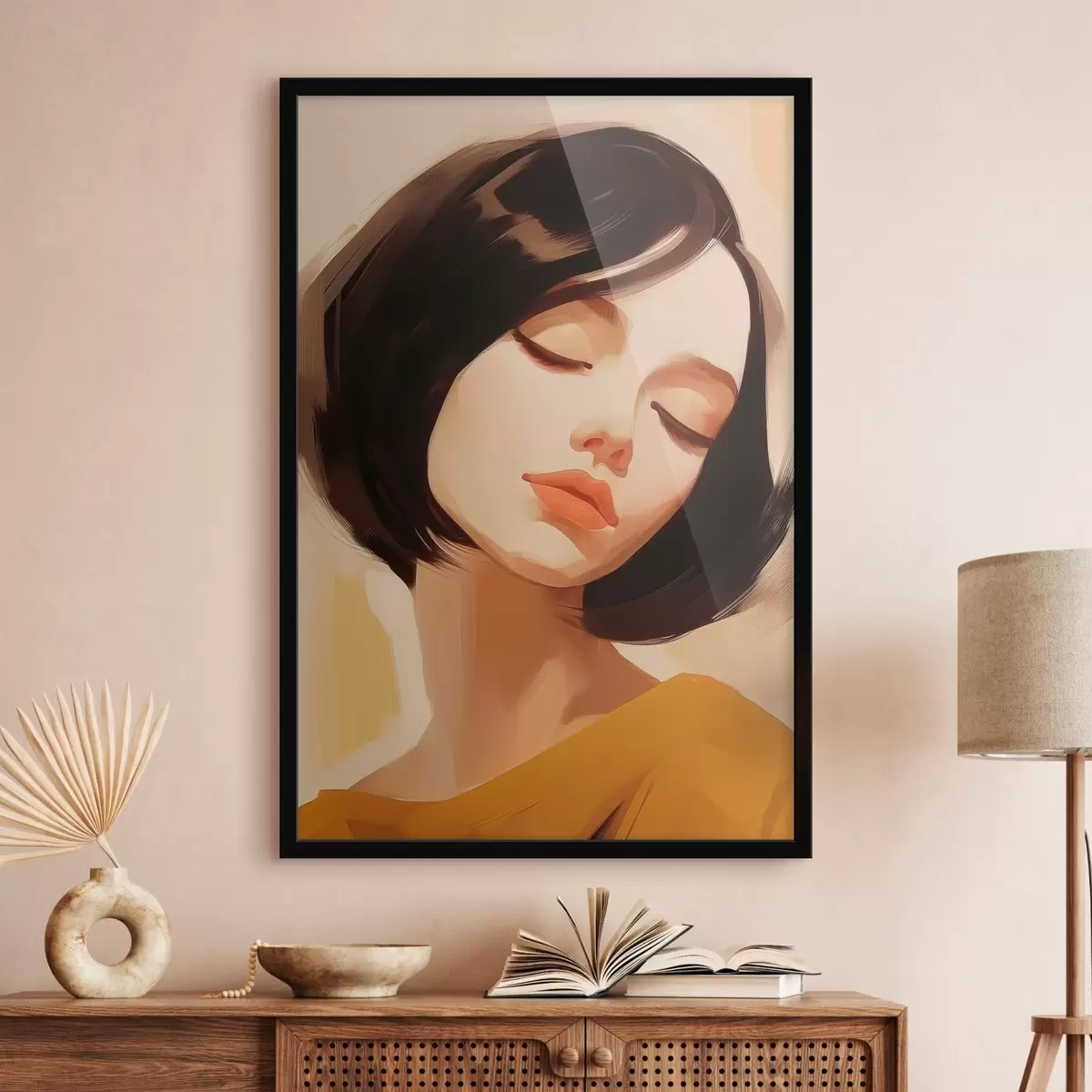 Poster Frau mit kurzen schwarzen Haaren f45960