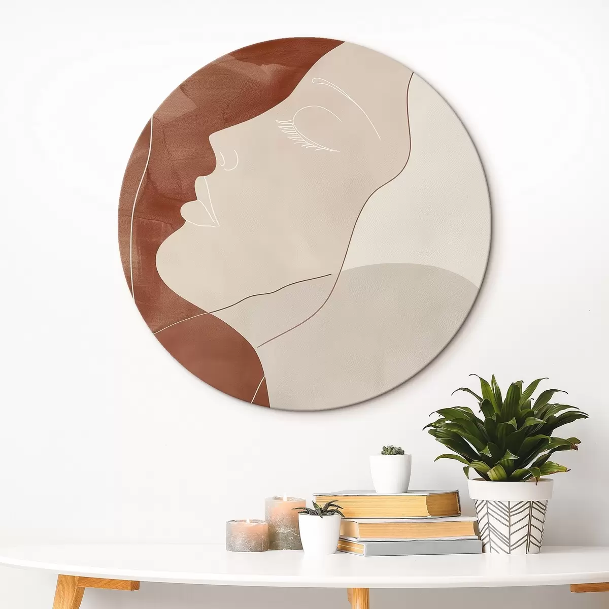 Runde Wandbilder Abstraktion, Silhouette eines Mädchens r45656