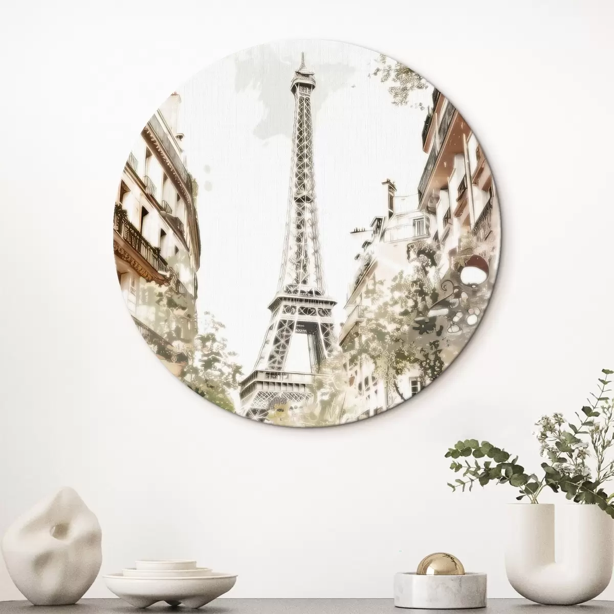 Runde Wandbilder Bild von Paris, Malerei-Imitation r45668