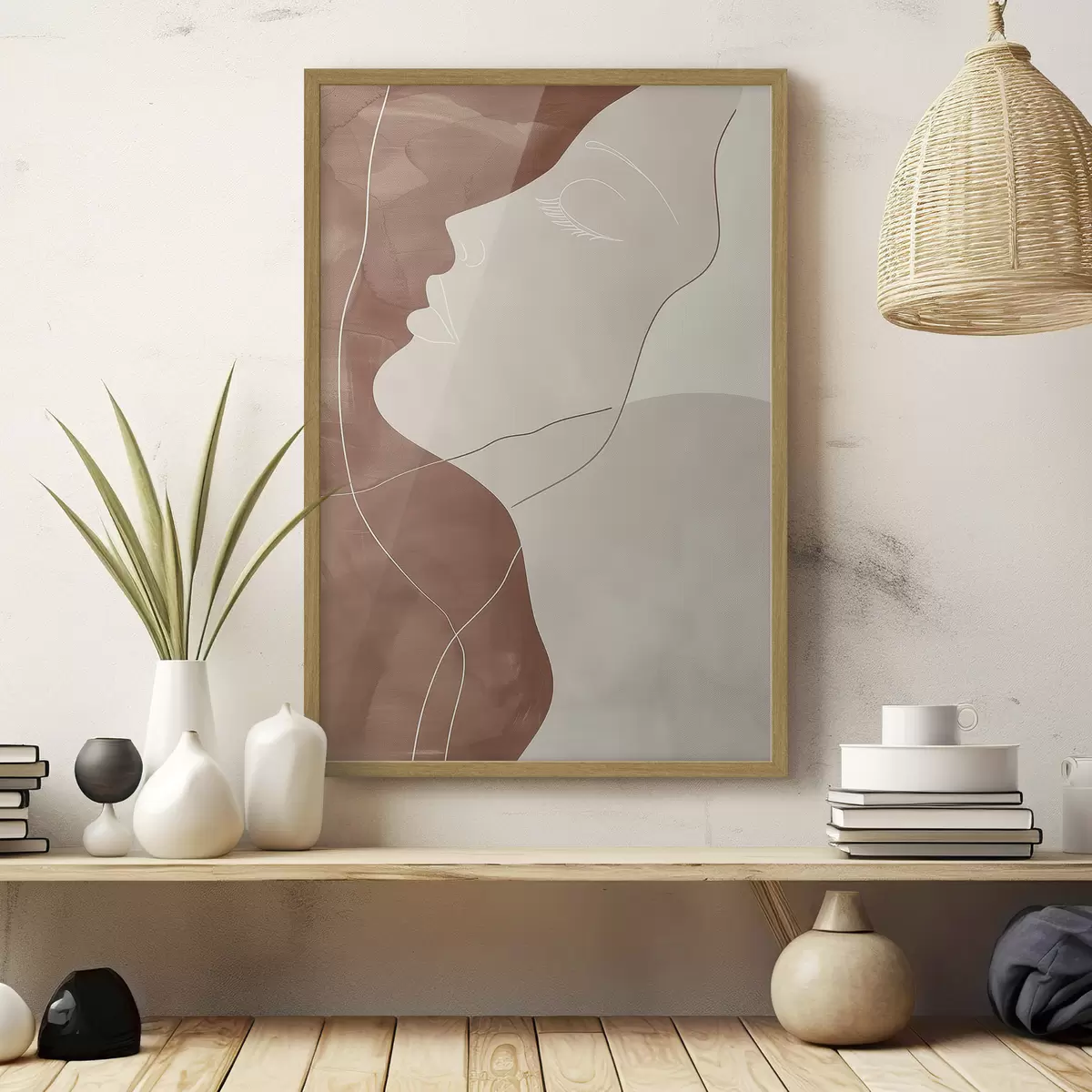 Poster Abstraktion, Silhouette eines Mädchens f45656