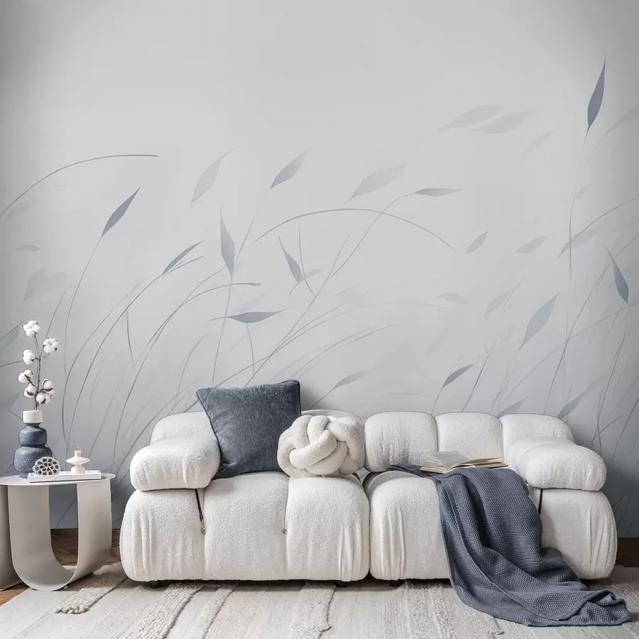 Fototapete Gras im Wind in Aquarellstil in Blautönen w09331v2