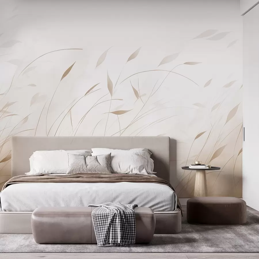 Fototapete Gras im Wind in Aquarellstil in Beigetönen w09331v1