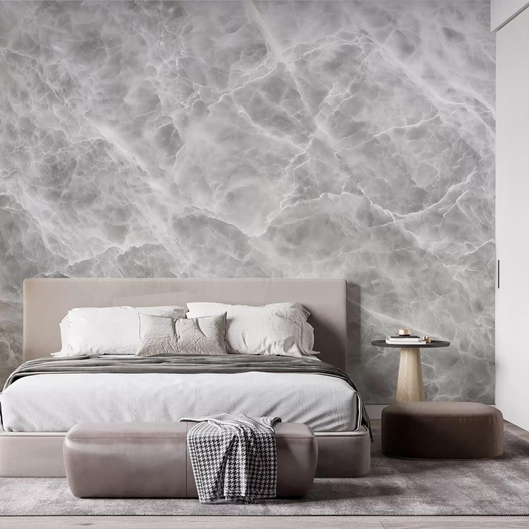Fototapete Luxuriöse Marmorimitation in kühlen Grau-Weiß-Tönen w09409