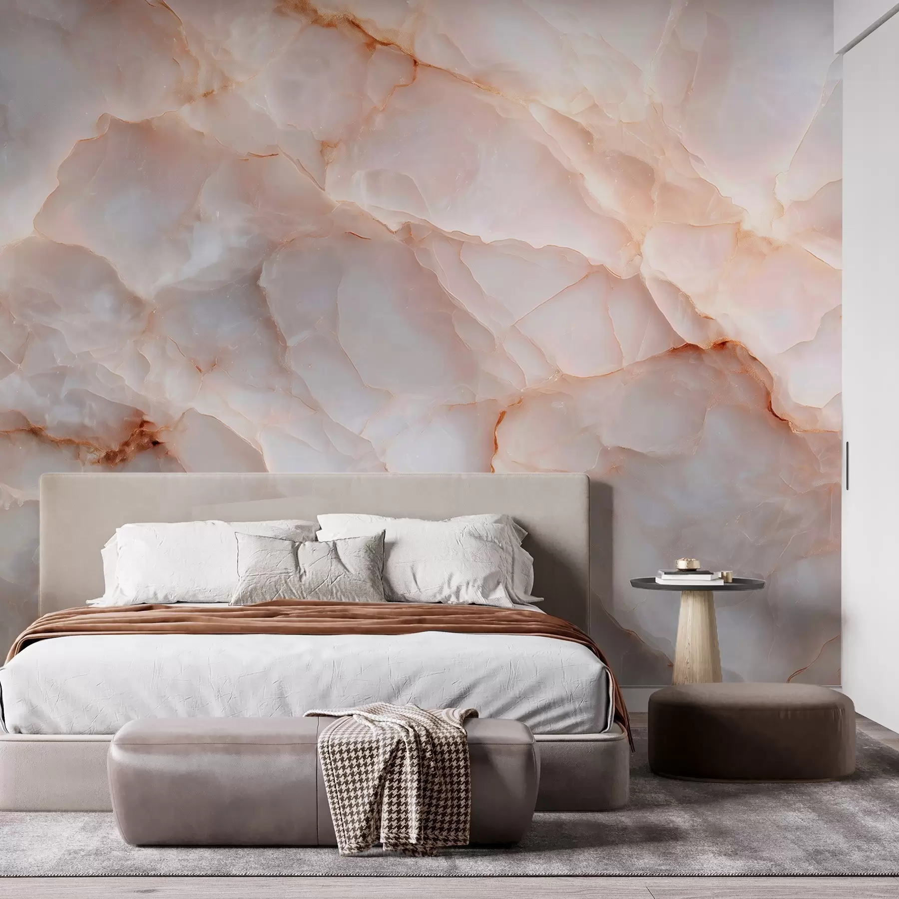 Fototapete Luxuriöse Marmorimitation in Beige-Grau-Tönen mit schimmerndem Effekt w09412