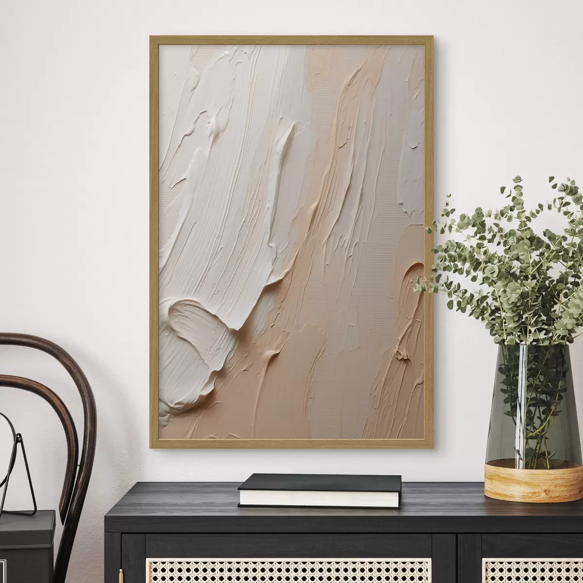 Poster Strukturierte Pastellstriche in Beige-Creme-Tönen f45871
