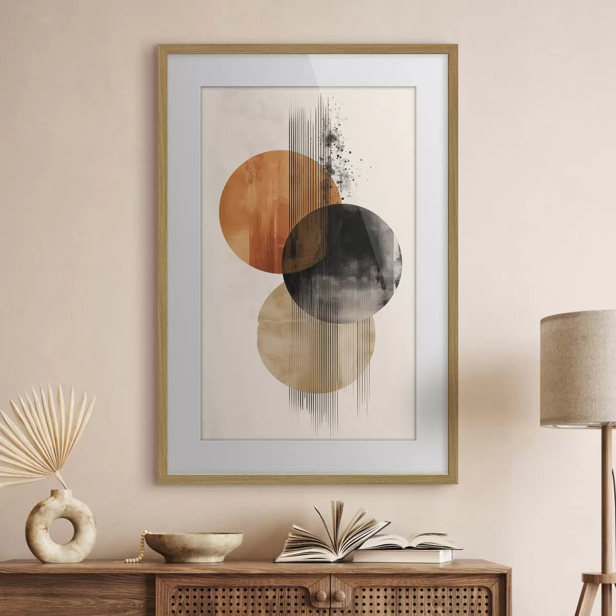Poster Kreise in Ocker und Tusche f45885