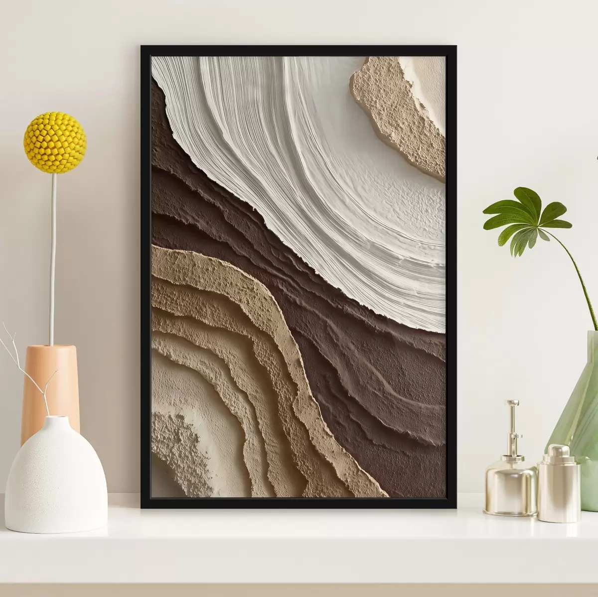 Poster Cremebraune Terrassen mit natürlicher Struktur f45895
